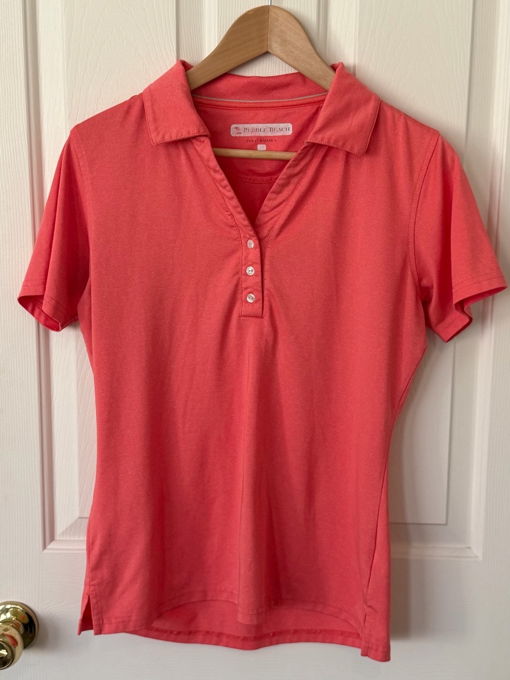 Pebble Beach Coral Pink Polo Top - Short Sleeve